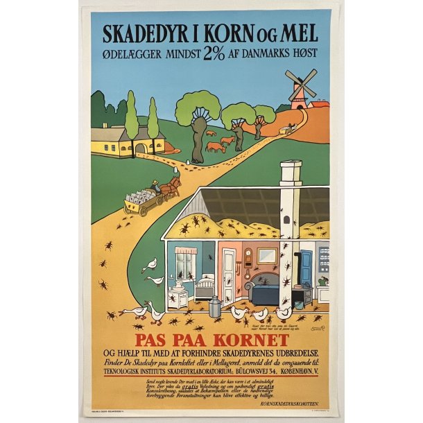 Original Plakat - Skadedyr i Korn Og Mel, Af Storm P.