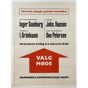 Original Plakat - Valg Mde, Danmarks Kommunistiske Parti
