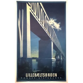 Original Vintage Plakat - Danske Statsbaner, Lillebltsbroen, Aage Rasmussen 1951