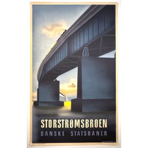 Original Vintage Plakat - Danske Statsbaner Storstrmsbroen, Aage Rasmussen 1937