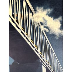 Original Vintage Plakat - Danske Statsbaner, Lillebltsbroen, Aage Rasmussen 1951