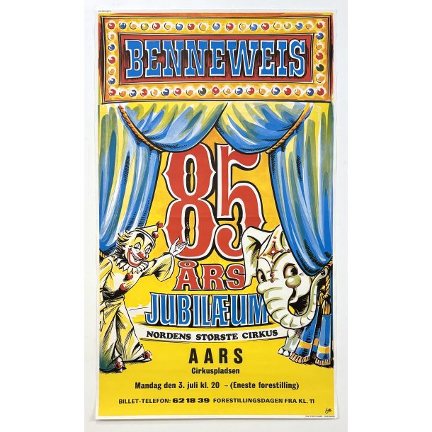 Original Vintage Plakat - Cirkus Benneweis, 85 Års jubilæum i 1972