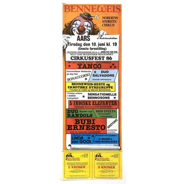 Original Vintage Plakat - Cirkus Benneweis 1986