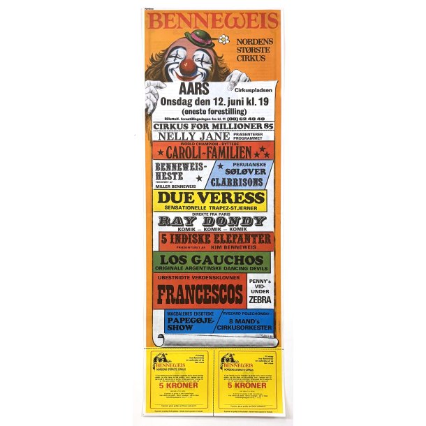 Original Vintage Plakat - Cirkus Benneweis 1985