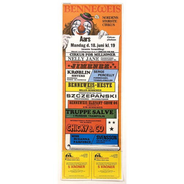 Original Vintage Plakat - Cirkus Benneweis 1984