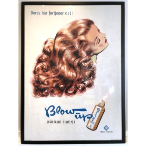 Original Vintage Plakat - Blow Up Champagne Shampoo - Wahl Asmussen 1950'erne