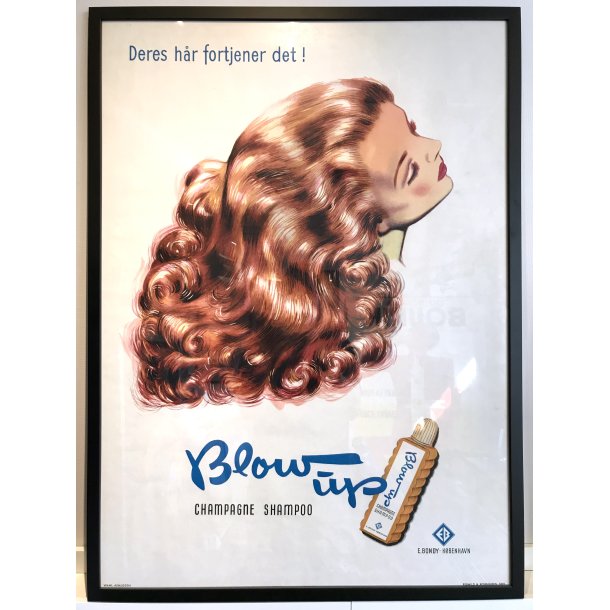 Original Vintage Plakat - Blow Up Champagne Shampoo - Wahl Asmussen 1950'erne