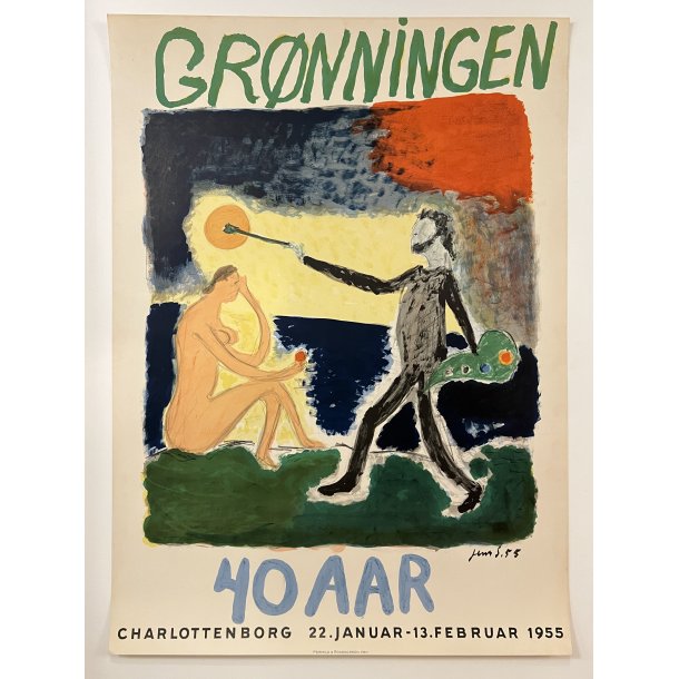 Original Plakat - Grnningen 40 Aar, Charlottenborg 1955