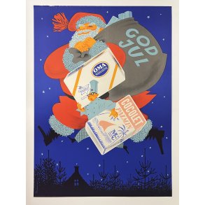 Original Plakat - God Jul, Oma Margarine, Cocolet Palmin 