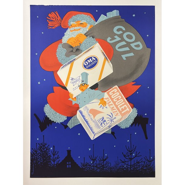 Original Plakat - God Jul, Oma Margarine, Cocolet Palmin 