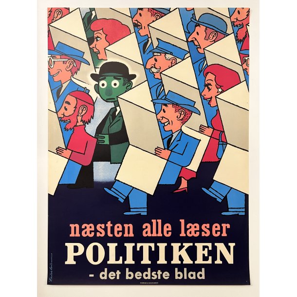 Original Plakat - Nsten Alle Lser Politiken - Det Bedste Blad