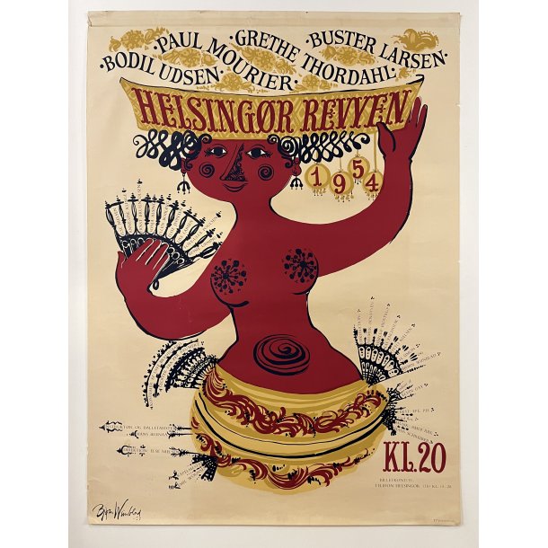 Original Plakat - Wiinblad, Helsingr Revyen 1954