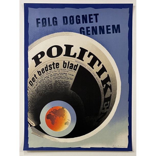 Original Plakat - Flg Dgnet Gennem Politiken - Det Bedste Blad