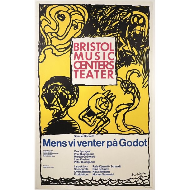 Original Plakat - Alechinsky, Bristol Music Centers Teater, Mens Vi Venter P Godot