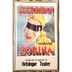 Original Vintage Plakat - Earl Sherridan Presents Madame Zorina, Helsing�r Teater 1947