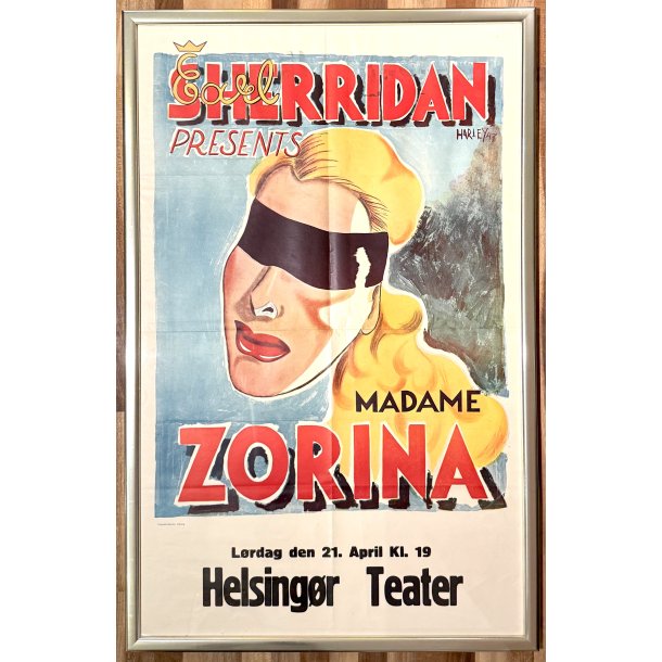 Original Vintage Plakat - Earl Sherridan Presents Madame Zorina, Helsing�r Teater 1947