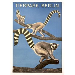 Original Vintage Plakat - Tierpark Berlin, Lemurer 1986