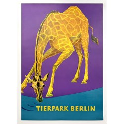 Original Vintage Plakat - Tierpark Berlin, Giraf 1972