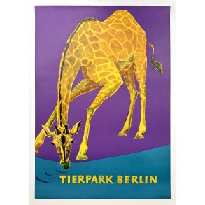 Original Vintage Plakat - Tierpark Berlin, Giraf 1972