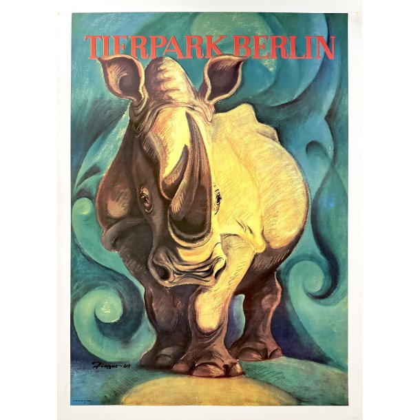 Original Vintage Plakat - Tierpark Berlin, N�sehorn 1969