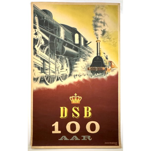 Original Vintage Plakat - DSB 100 AAR, Aage Rasmussen 1947
