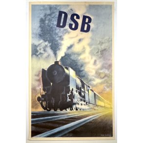 Original Vintage Plakat - DSB Damplokomotiv, Aage Rasmussen 1950