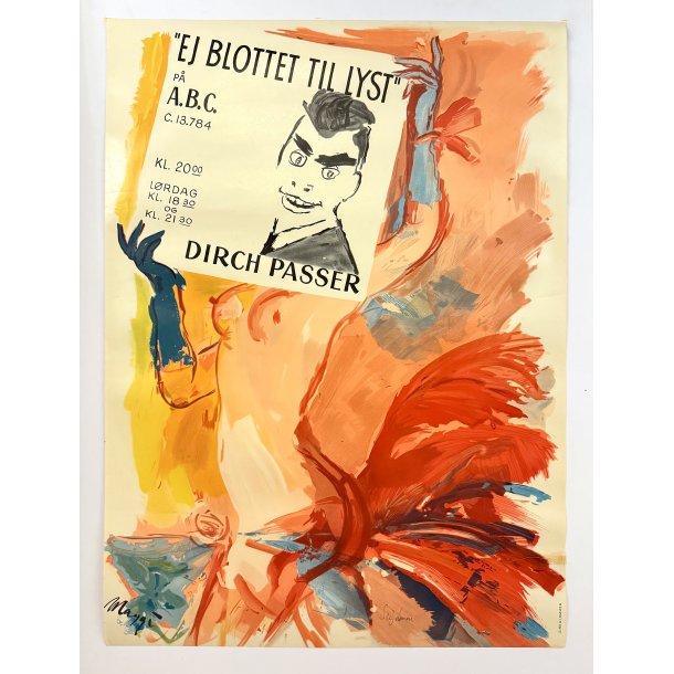 Original Vintage Plakat - "Ej Blottet Til Lyst". A.B.C. Teatret, Maggi Baaring 1960