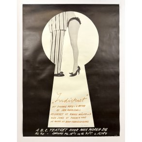 Original Vintage Plakat - A.B.C. Teatret, Indiskret 1963