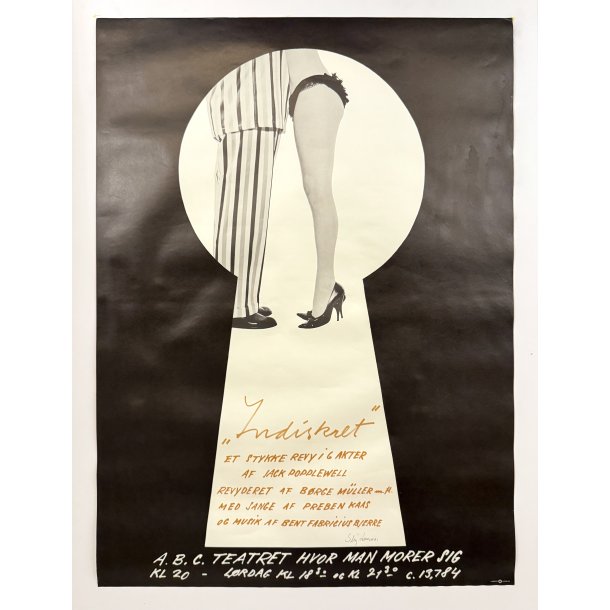 Original Vintage Plakat - A.B.C. Teatret, Indiskret 1963