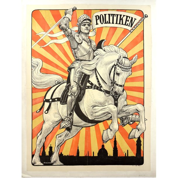 Original Vintage Plakat - Politiken, Rasmus Christiansen Ca. 1914