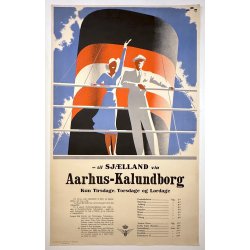 Original Retro Vintage Plakat - Til Sj�lland Via Aarhus-Kalundborg, Henry Thelander