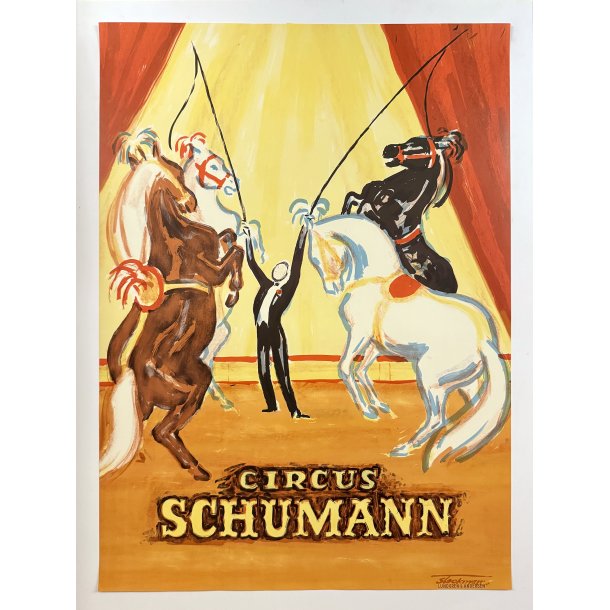 Original Vintage Plakat - Cirkus Schumann, Cirkusheste - Erik Stockmarr