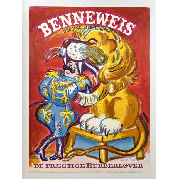 Original Vintage Plakat - Benneweis Nordens St�rste Cirkus, De Pr�gtige Berberl�ver - Erik Stockmarr