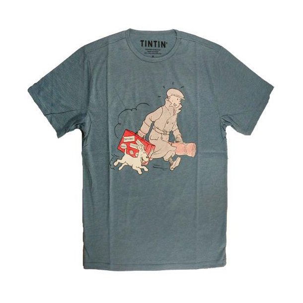 Tintin T-Shirt - Tintin og Terry Ankommer - Bl