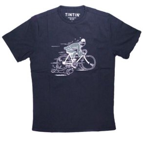 Tintin T-Shirt - Tintin P� Cykel - M�rkebl�