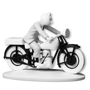 Tintin statue s/h - Tintin p motorcykel