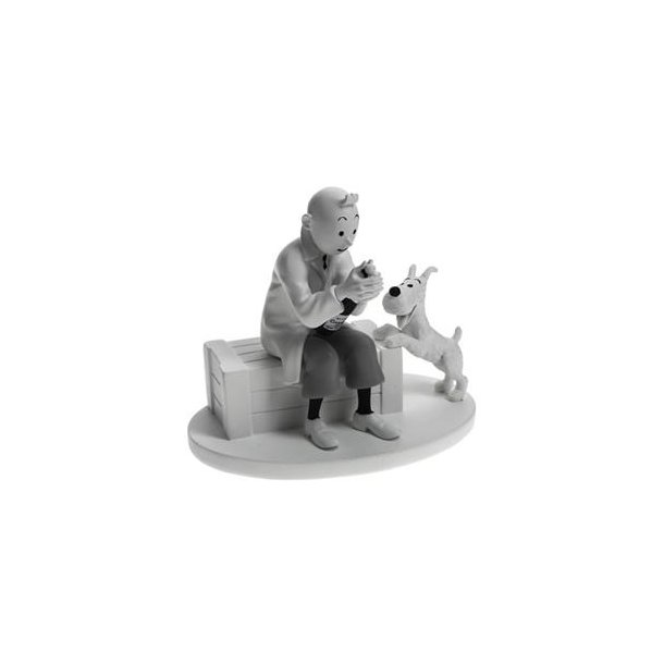 Tintin statue s/h - Tintin &amp; Terry bner shampagne