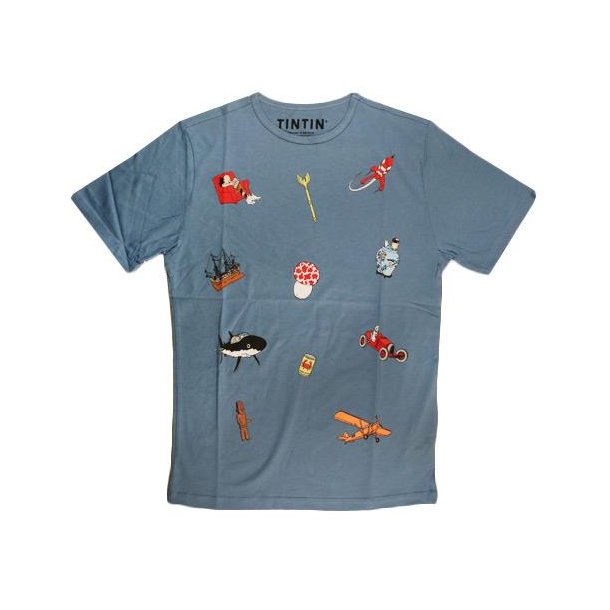 Tintin T-Shirt - Tintin Ikoner - Petrolbl