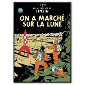 Indrammet Tintin Plakat - De Frste Skridt P Mnen