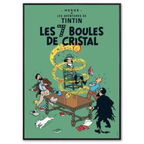 Indrammet Tintin Plakat - De 7 Krystalkugler