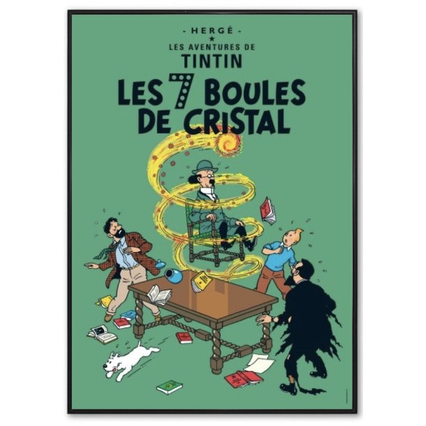 Indrammet Tintin Plakat - De 7 Krystalkugler