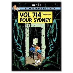 Indrammet Tintin Plakat - Rute 714 Til Sidney