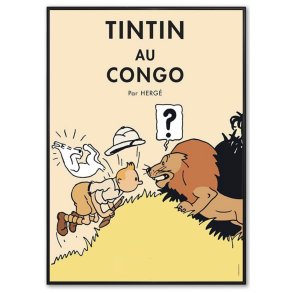 Indrammet Tintin Plakat - Tintin I Congo (Alternativ Version)