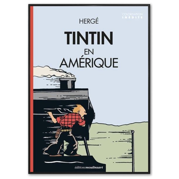 Indrammet Tintin Plakat - Tintin I Amerika (Alternativ Version)
