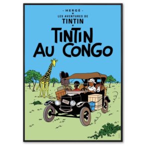 Indrammet Tintin Plakat - Tintin I Congo