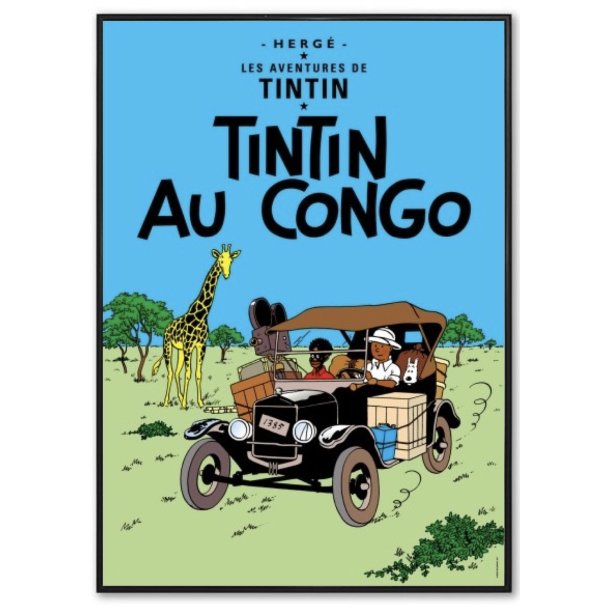 Indrammet Tintin Plakat - Tintin I Congo