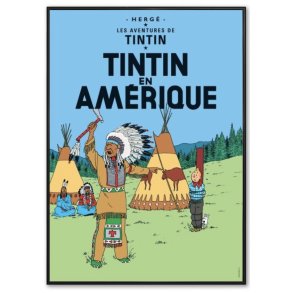 Indrammet Tintin Plakat - Tintin I Amerika