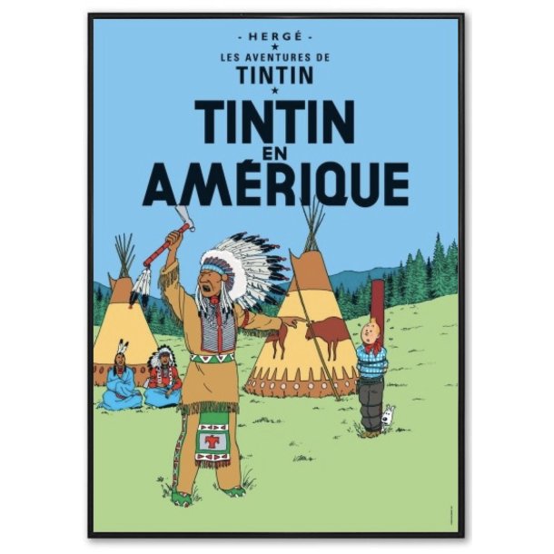 Indrammet Tintin Plakat - Tintin I Amerika