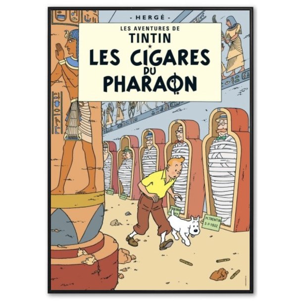 Indrammet Tintin Plakat - Faraos Cigar