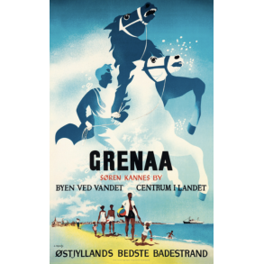 Retro Vintage Plakat - Grenaa, Byen Ved Vandet, Centrum i Landet, Viggo Vagnby - 50x70 cm